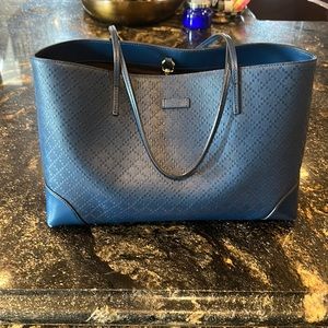 GUCCI 353397 Diamante Lux Shoulder Tote Bag Leather Blue